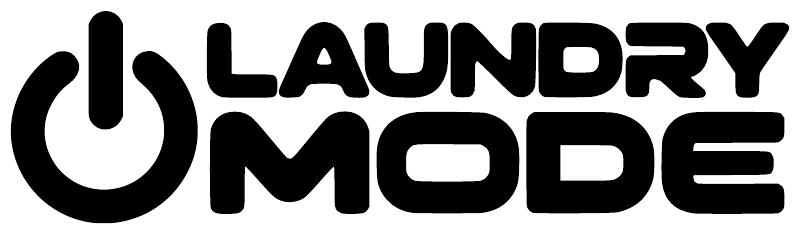 Black Laundry Mode vinyl decal close-up: power icon with LAUNDRY MODE text