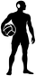 Black water polo player vinyl decal silhouette holding a water polo ball