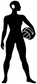 Water polo player vinyl decal, black silhouette holding a ball