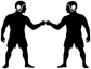 Water polo team fist bump vinyl decal with two black player silhouettes