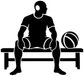 Water polo bench break vinyl decal: black silhouette player on bench with ball