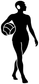 Water polo player vinyl decal silhouette, black figure holding a ball