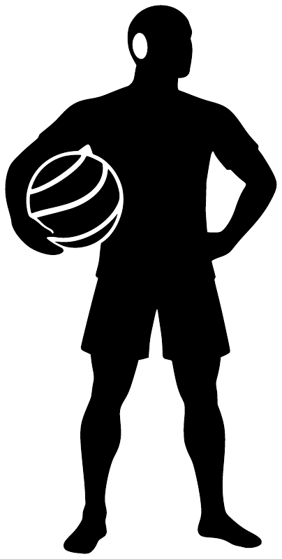 Black water polo player vinyl decal silhouette holding a ball, standalone