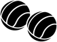 Water polo two ball vinyl decals, black with white outlines, pair of balls