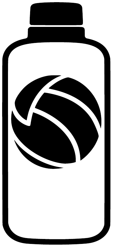 Bottle-shaped water polo vinyl decal with black and white ball graphic