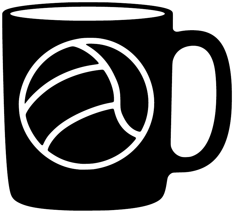 Water polo mug vinyl decal with white ball icon and mug handle on black