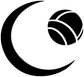Water polo moonlight vinyl decal close-up, black crescent with ball and white outline