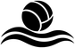 Water polo vinyl decal graphic, black ball with white wave lines