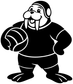 Black-and-white water polo walrus vinyl decal holding a ball, front view