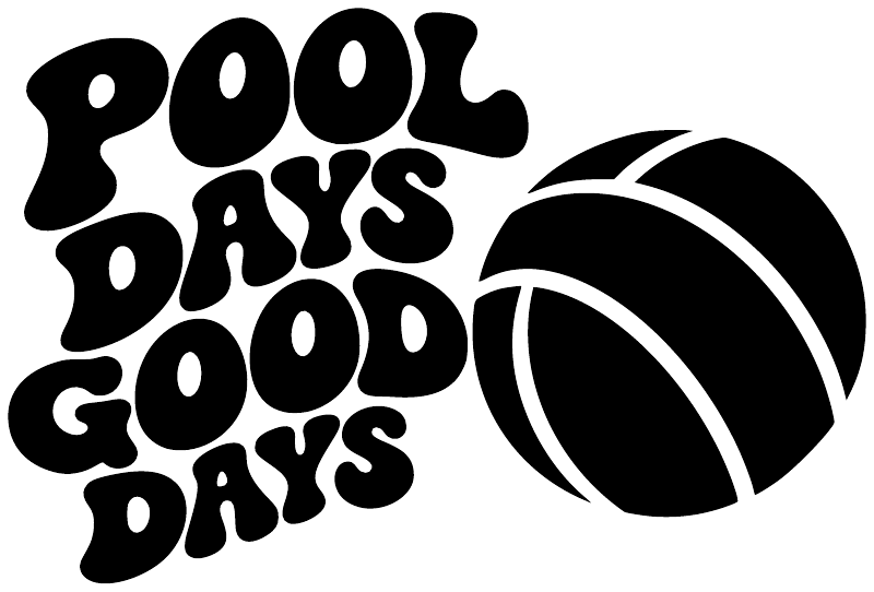 Water polo vinyl decal with black “POOL DAYS GOOD DAYS” text and water polo ball icon