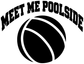 Water polo meet me poolside vinyl decal, curved white text and black/white ball graphic