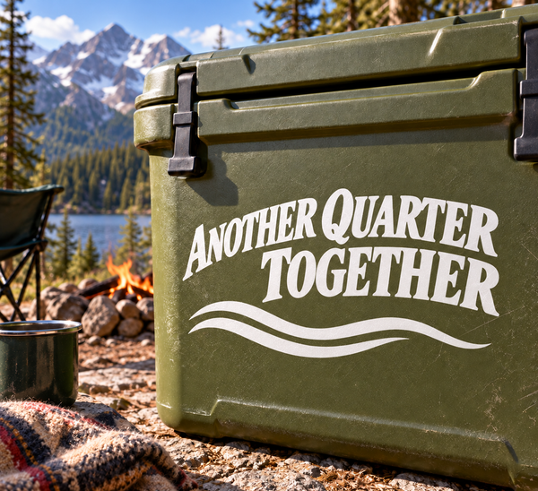 Green vinyl decal: Another Quarter Together with wave graphic