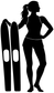 Black water skiing vinyl decal silhouette of a skier with skis