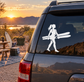 Water-skiing vinyl decal of a woman silhouette on a car rear window