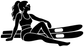 Black vinyl water ski decal of a woman holding ski handle with skis extended