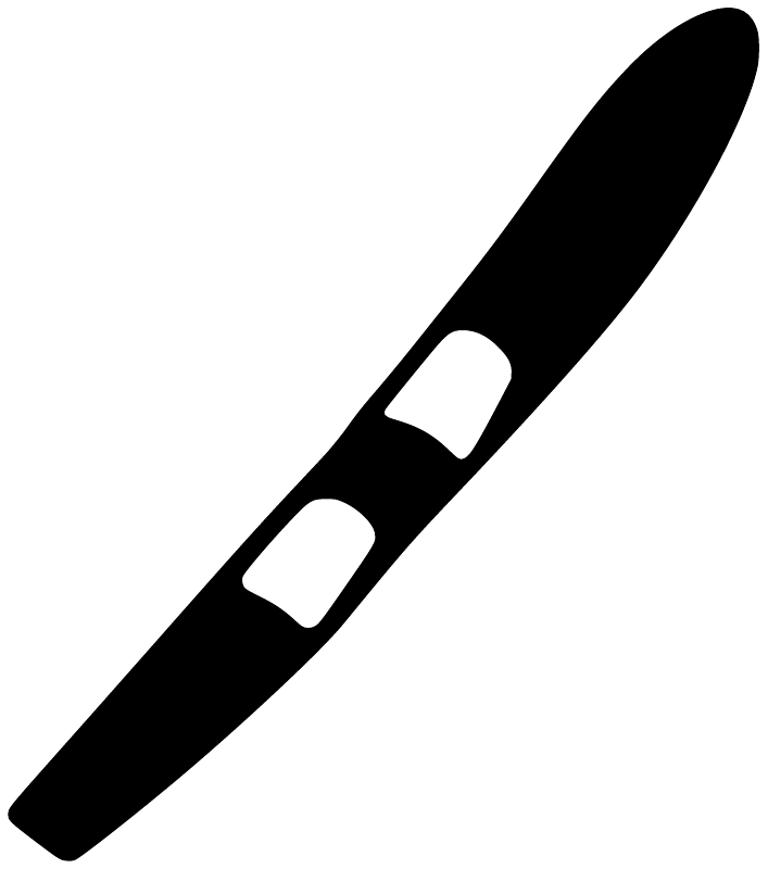 Water-ski slalom ski vinyl decal, black ski with white foot pads