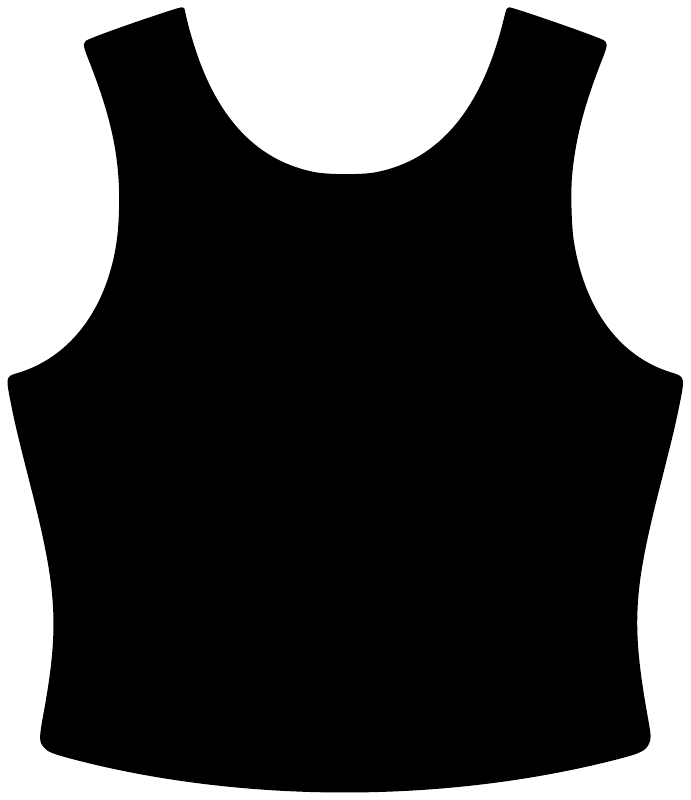 Black water skiing vest decal silhouette, sleeveless shape