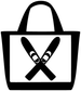 Black and white tote bag vinyl decal with crossed water skis icon