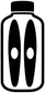 Water bottle vinyl decal: white bottle with black cap and two black eye ovals.