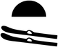 Water skiing vinyl decal graphic: black sun half-circle and skier skis