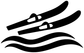Water ski wave club vinyl decal featuring a white water-ski and wave icon