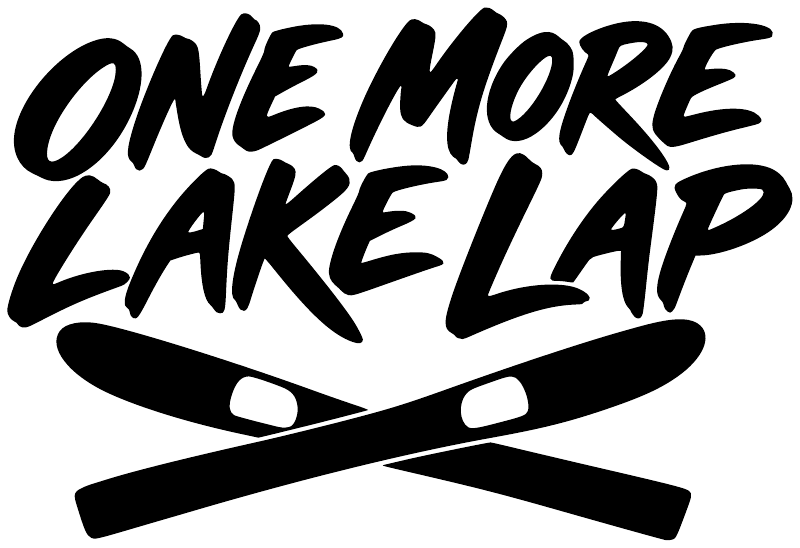 Water skiing vinyl decal design: “ONE MORE LAKE LAP” logo with crossed oars