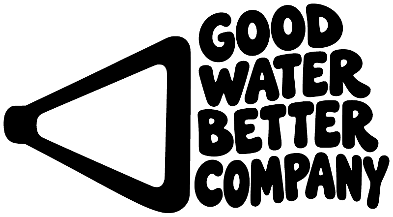 Black and white vinyl water ski decal reading 'GOOD WATER BETTER COMPANY'