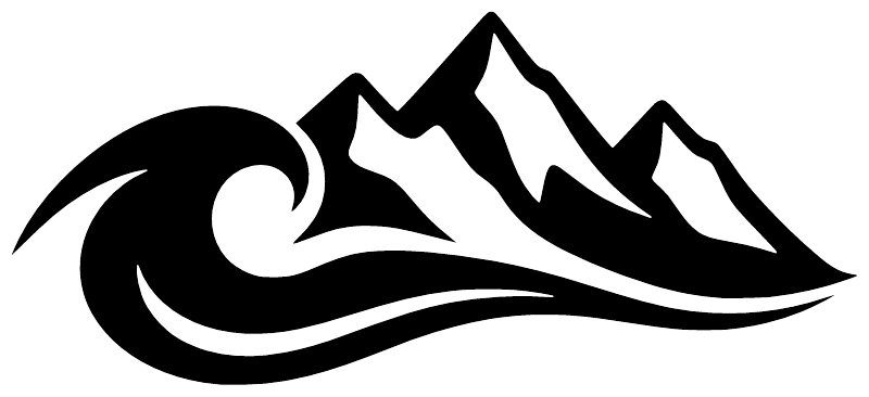 Black and white wave with mountain vinyl decal graphic