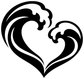 Black and white wave heart vinyl decal