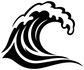 Wave crest vinyl decal graphic, bold black-and-white