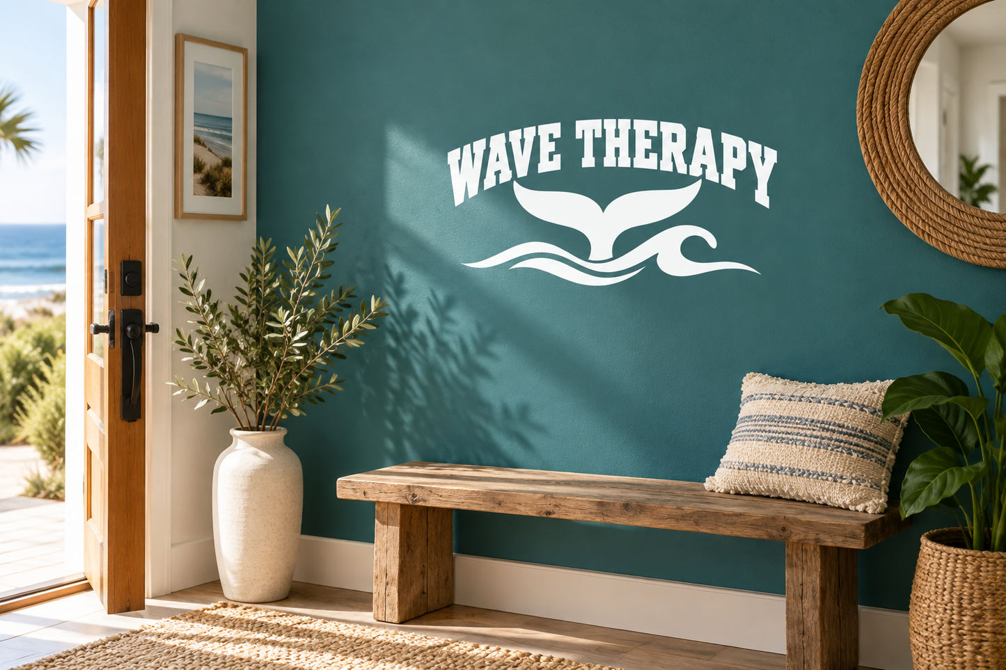 Wave Therapy vinyl decal with white “Wave Therapy” text and wave icon