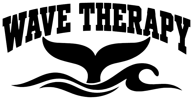 Wave Therapy vinyl decal in black with bold “WAVE THERAPY” text and wave symbol
