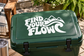 Vinyl decal with white “Find Your Flow” lettering and wave mountain graphic