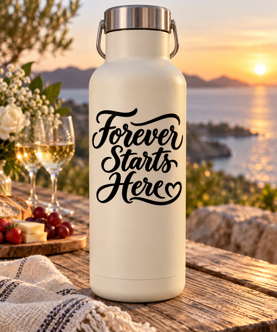 WeddingCX023 - Forever Starts Here; illustrative application of the exact PDF artwork