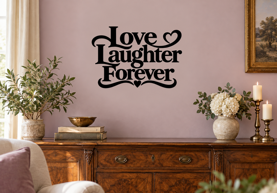 WeddingCX029 - Love Laughter Forever; illustrative application of the exact PDF artwork