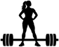 Black weightlifting vinyl decal silhouette of female lifting barbell