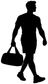 Black vinyl decal silhouette of a walking gym-goer carrying a gym bag