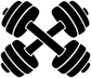 Weightlifting dumbbell vinyl decal with two black dumbbells and white striped bands