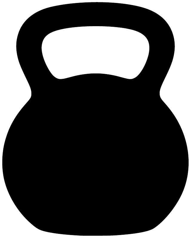 Vinyl kettlebell club decal, black kettlebell silhouette on white background