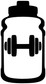 Bottle vinyl decal icon: white bottle shape with dumbbells, black outline