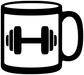 Black and white weightlifting mug vinyl decal with dumbbell barbell icon