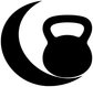 Black moon with kettlebell vinyl decal, bold silhouette