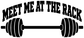 Weightlifting vinyl decal: "MEET ME AT THE RACK" with barbell icon, black