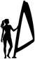 Black windsurfing decal silhouette: person holding sail next to large sail outline.