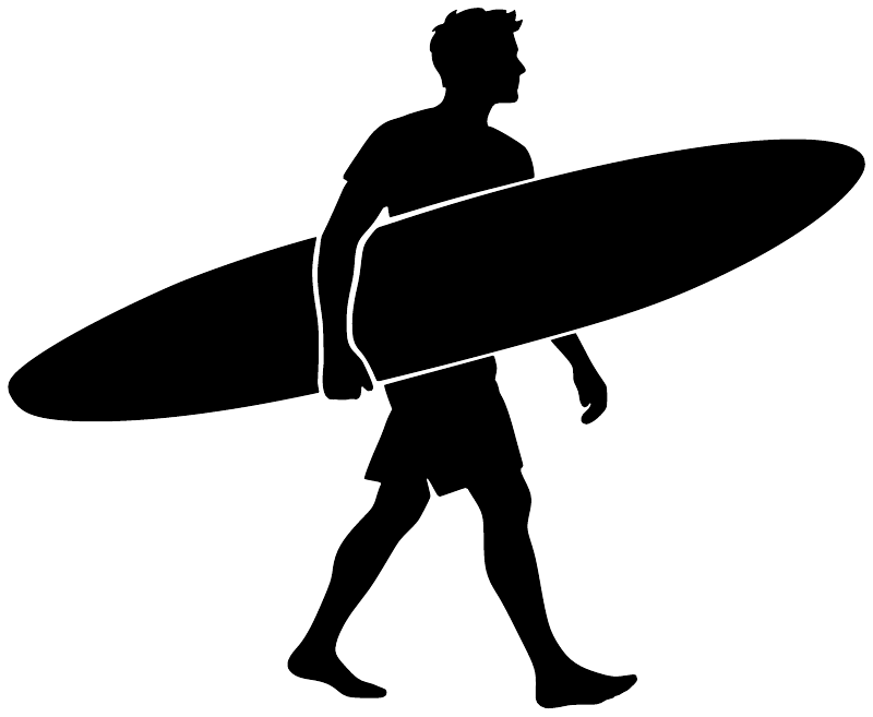 Black windsurfer silhouette vinyl decal with sail and board
