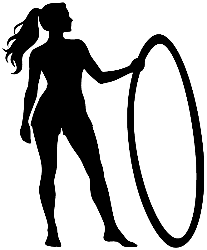 Black windsurfing vinyl decal silhouette of a woman holding a circular loop.