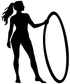 Black windsurfing vinyl decal silhouette of a woman holding a circular loop.