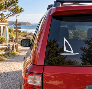 Windsurfing vinyl decal of a sail on a car rear window