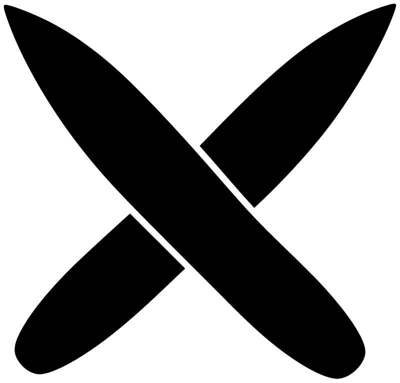 Black surfboard cross vinyl decal pair with X-shaped boards