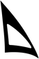 Windsurfing sail vinyl decal close-up, black sail shape with white outline